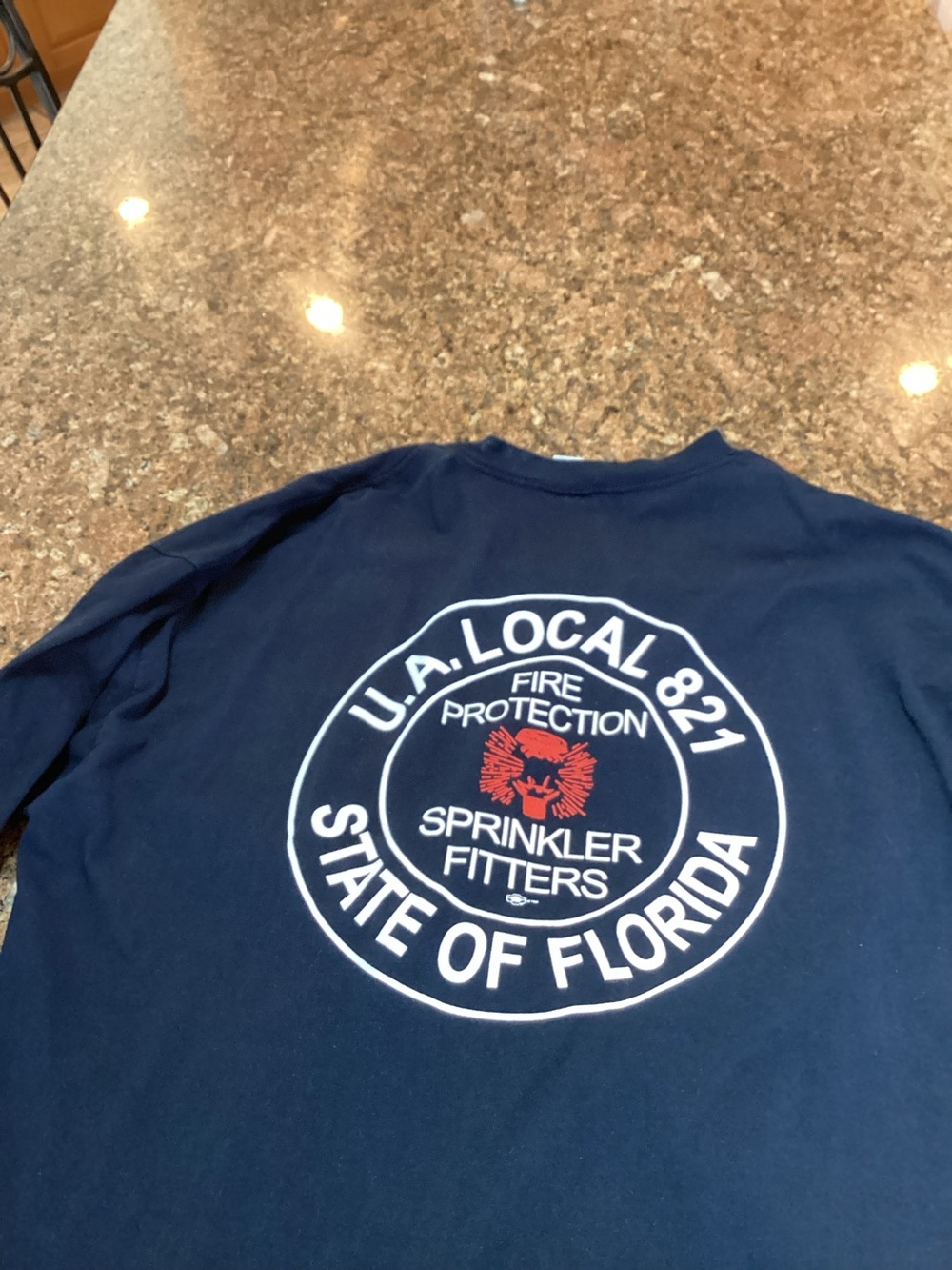 U.A. Local 821 ,Navy Graphic Long Sleeve Tee,Long Sleeve,Size 2X